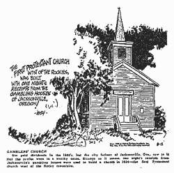 Old rendition (drawing) of St. Andrew's Traditional Episcopal Church in Jacksonville, OR